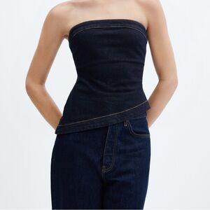 MANGO Denim top with asymmetrical hem